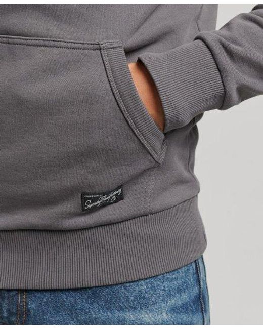 Superdry Gray Vintage Downtown Script Hoodie Charcoal for men