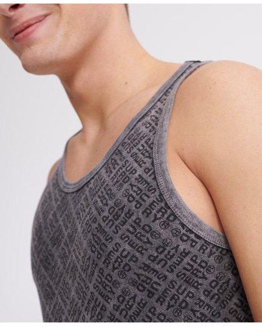 Superdry Blue Whistler Geo Vest Top Washed for men