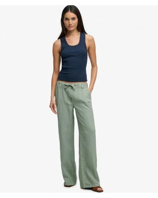 Superdry Blue & Co Linen Low Rise Pants