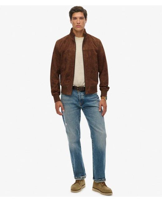 Superdry Blue & Co Modern Leather Sports Jacket for men