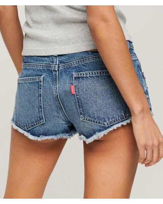 Superdry Blue & Co Ripped Diamante Embellished Denim Shorts