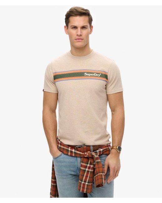 Superdry Natural Venue Logo Stripe Relaxed T-Shirt for men