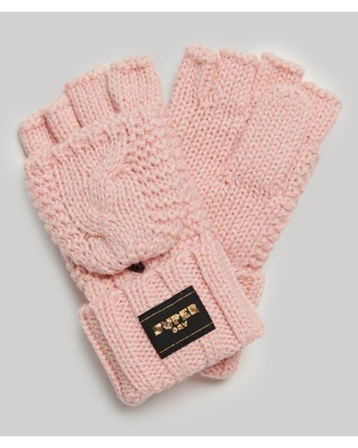 Superdry Pink & Co Cable Knit Gloves