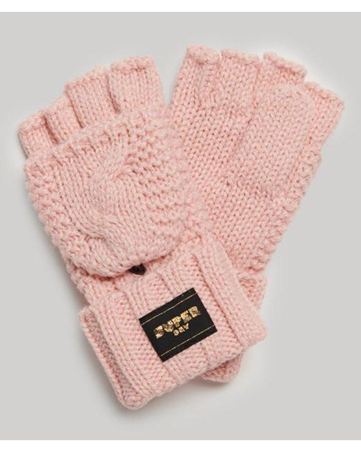 Superdry Pink & Co Cable Knit Gloves