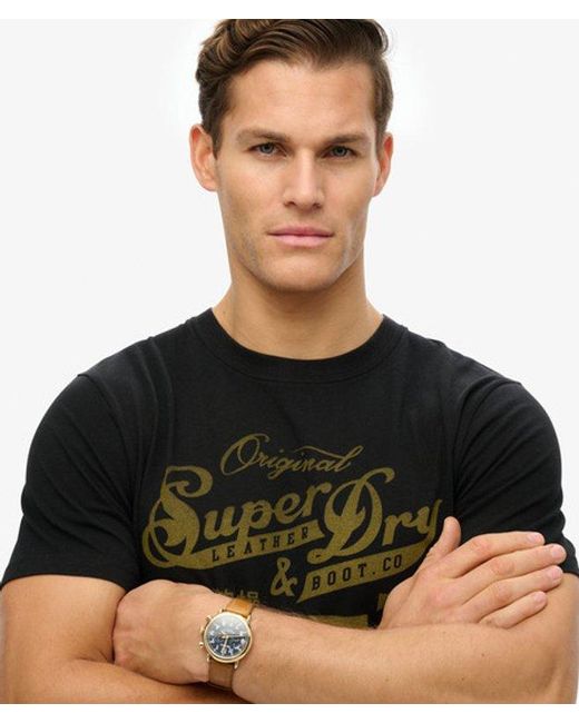 Superdry Black & Co Leather & Boot Co Script T-shirt for men