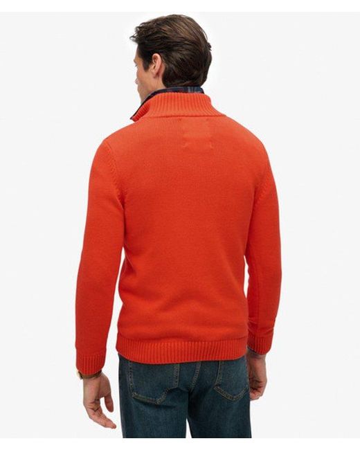 Superdry Red & Co Cotton Half Zip Knit Jumper for men
