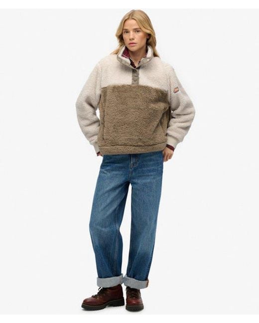 Superdry Super Soft Mash Up Teddyfleece in het Natural