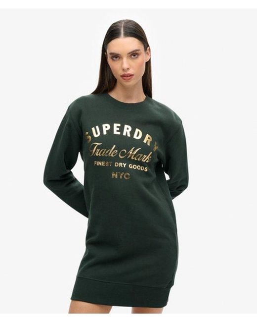 Superdry Green & Co Luxe Metallic Logo Jersey Dress