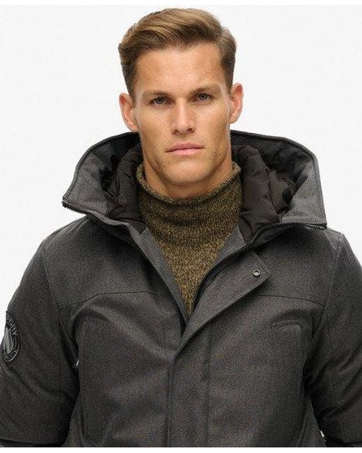 Superdry Gray City Tweed Padded Parka Jacket for men