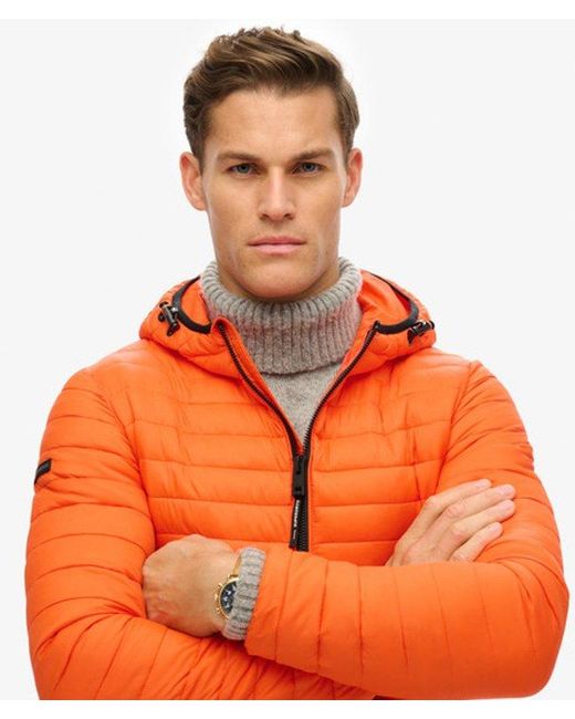 Superdry Orange Hooded Fuji Lite Jacket for men
