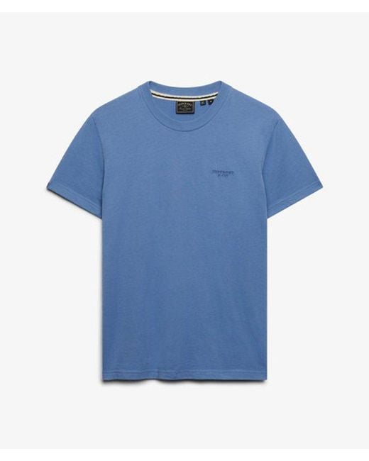 Superdry Blue Essential Stacked Logo Embroidered T-Shirt for men
