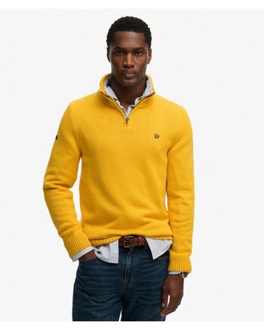 Homme Pull En Maille À Demi-Zip En Coton Taille Superdry pour homme en coloris Yellow