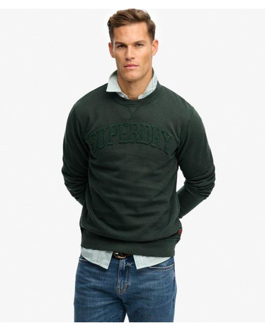 Superdry Green Vintage Athletic Tonal Crew Sweatshirt for men
