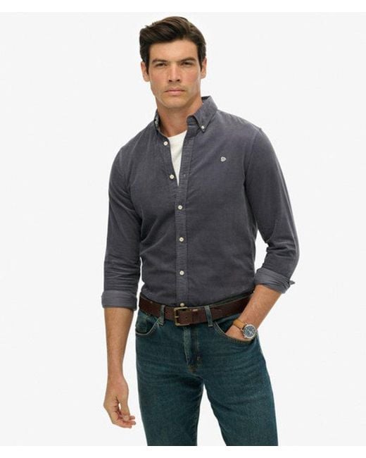 Superdry Classic Needle Cord Overhemd in het Blue voor heren