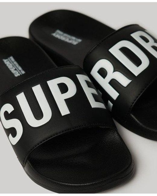 Superdry Black Vegan Core Pool Sliders for men