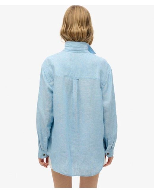 Superdry Blue & Co Casual Linen Boyfriend Shirt