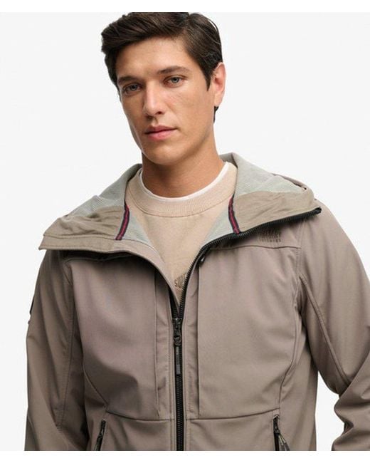 Superdry Brown & Co Hooded Softshell Trekker Jacket for men