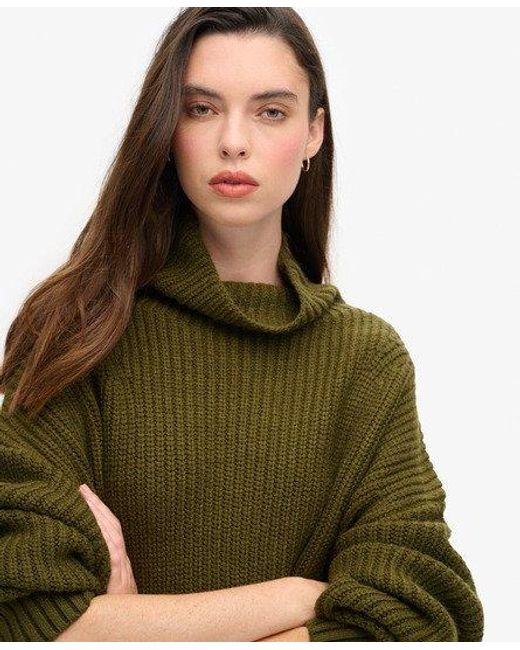 Superdry Green Chunky Rib Knit Jumper Dress