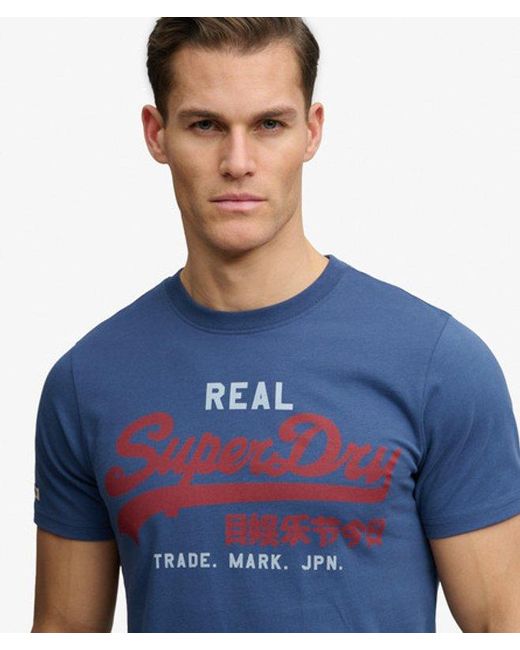 Superdry Blue Vintage Logo Classic T-Shirt for men