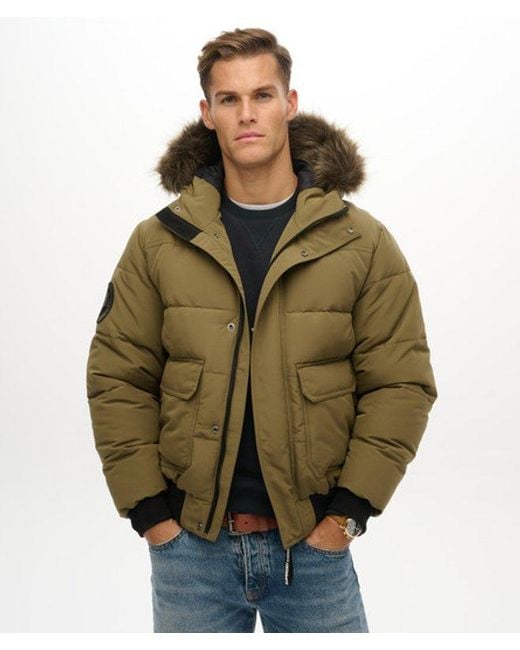 Superdry Green & Co Everest Hooded Puffer Bomber Jacket for men