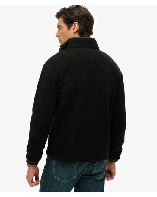 Superdry Black & Co Fuji Popper Neck Fleece for men