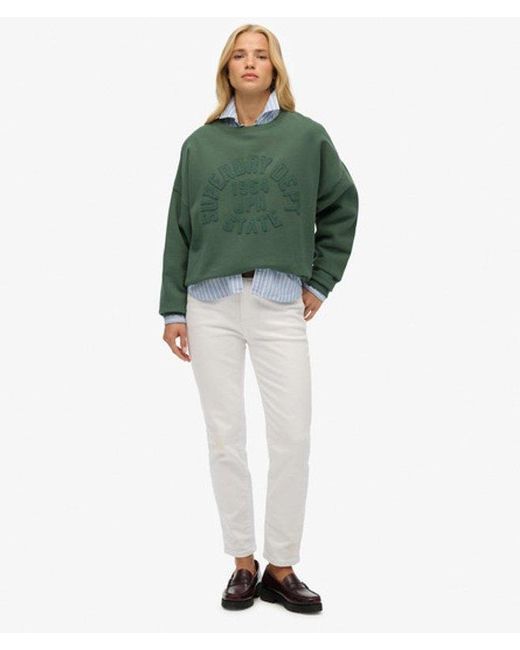 Superdry Green & Co Athletic Essentials Tonal Applique Crew Sweatshirt