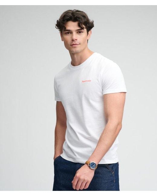 Superdry White & Co Essential Company Logo Embroidered T-shirt for men