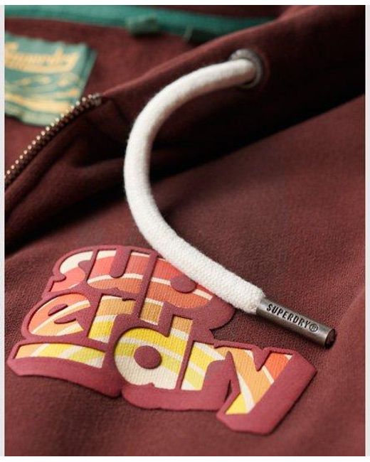 Sweat à capuche zippé classique à logo années 70 Superdry en coloris Brown