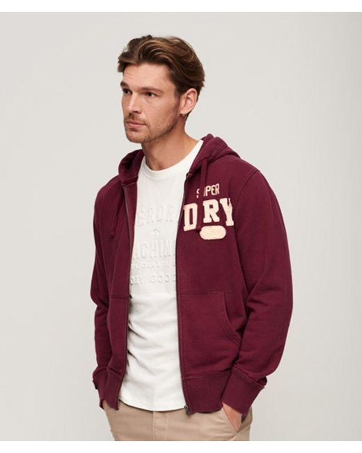 Superdry Red & Co Vintage Athletic Zip Hoodie for men