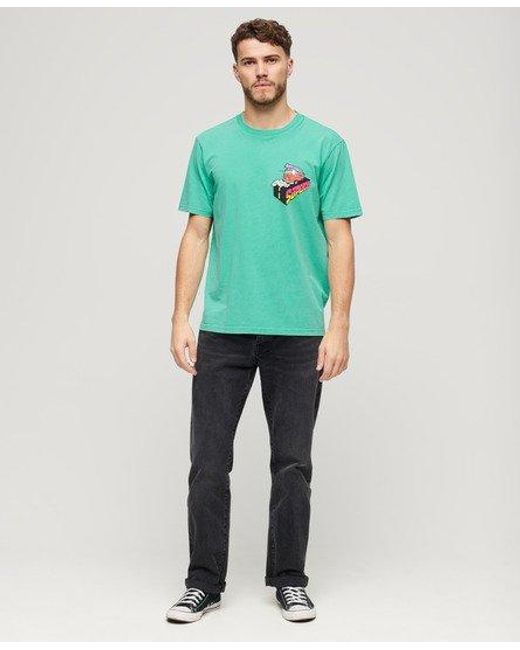 Superdry Green Neon Travel Chest Loose T-shirt for men