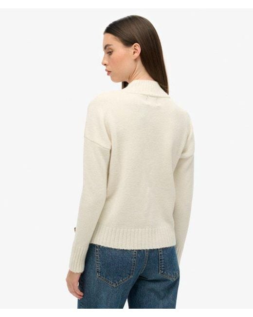 Superdry White Classic Essential Mock Neck Jumper
