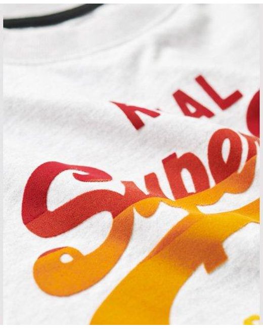 Superdry T-shirt Met Vintage Logo In Ton-sur-ton En Grafische Print in het White