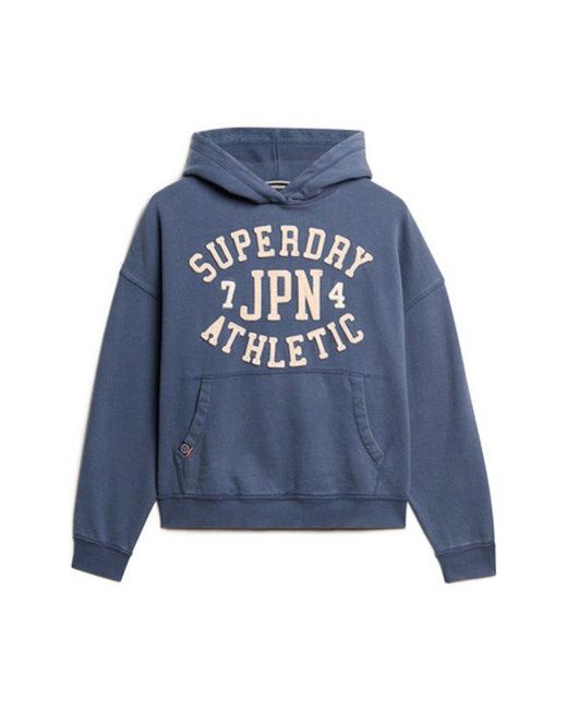 Superdry Blue & Co Athletic Essentials Applique Oversized Hoodie