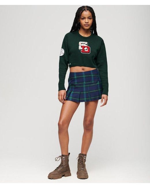 Superdry Black & Co Varsity Cropped Crew Jumper