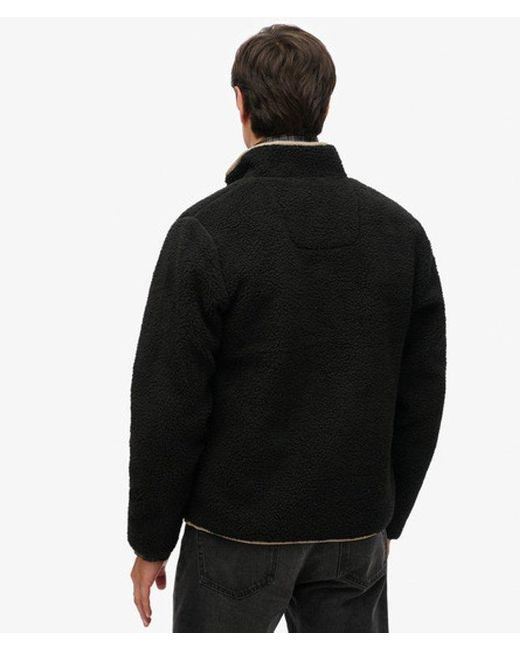 Superdry Black Outdoor Sherpa Fleece Jacket for men