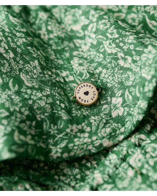 Superdry Green & Co Printed Long Sleeve Wrap Mini Dress