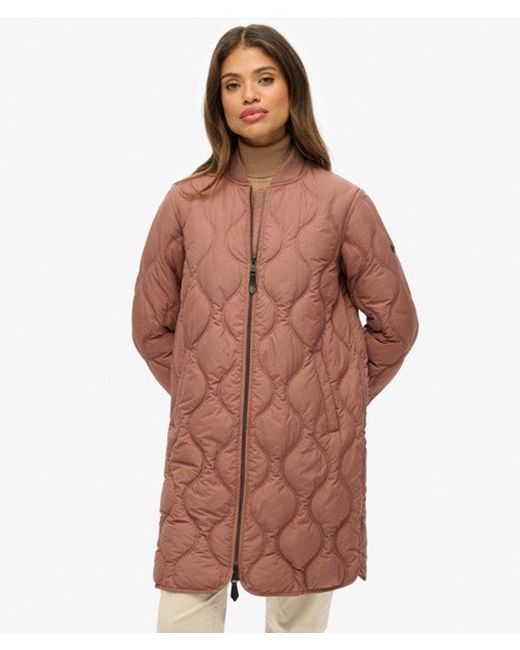 Superdry Brown Longline Quilted Liner Jacket