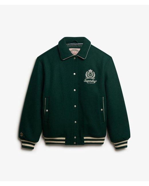 Superdry Green Country Club Wool Bomber Jacket