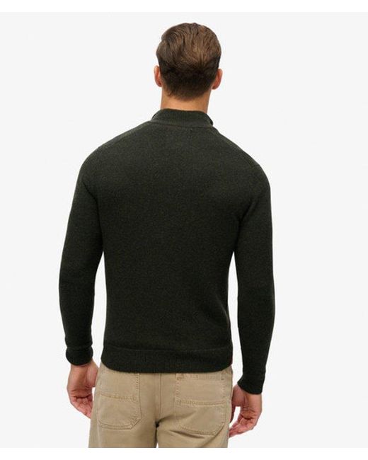 Superdry Black & Co Essential Embroidered Knitted Half Zip Jumper for men