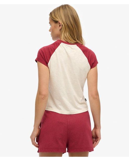 Superdry Red Organic Cotton Essential Logo Raglan T-shirt