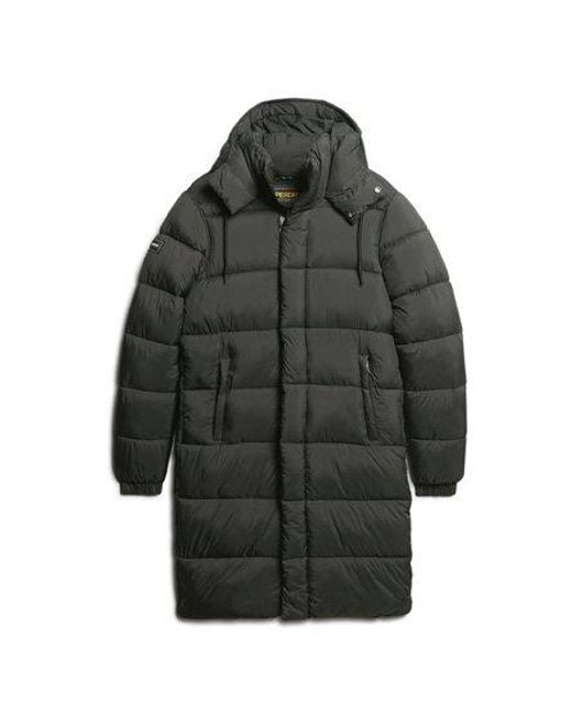 Superdry Black Ripstop Longline Puffer Jacket for men