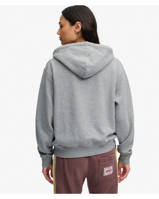 Superdry Gray Athletic Essential Applique Cropped Hoodie