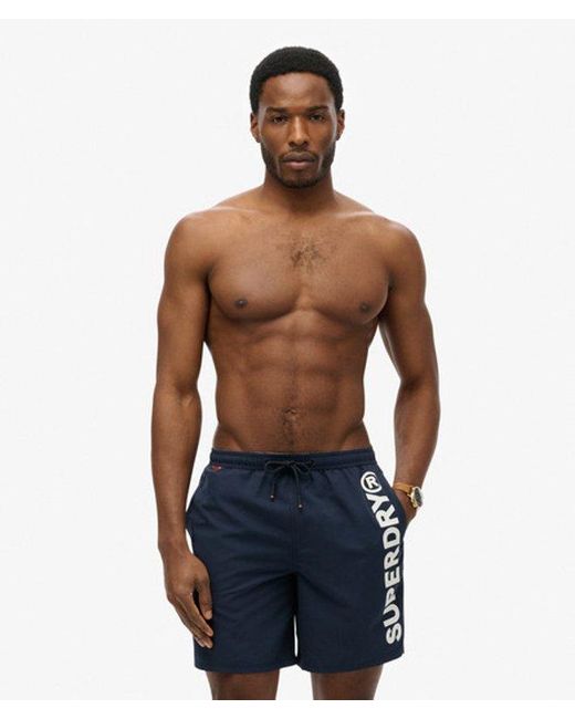 Superdry Blue & Co Sport Graphic 17-inch Swim Shorts for men
