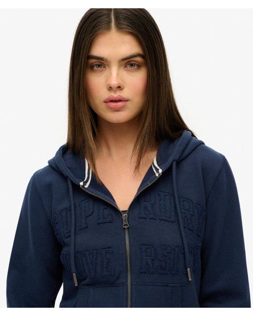 Superdry Blue & Co Athletic Essentials Tonal Cropped Zip Hoodie
