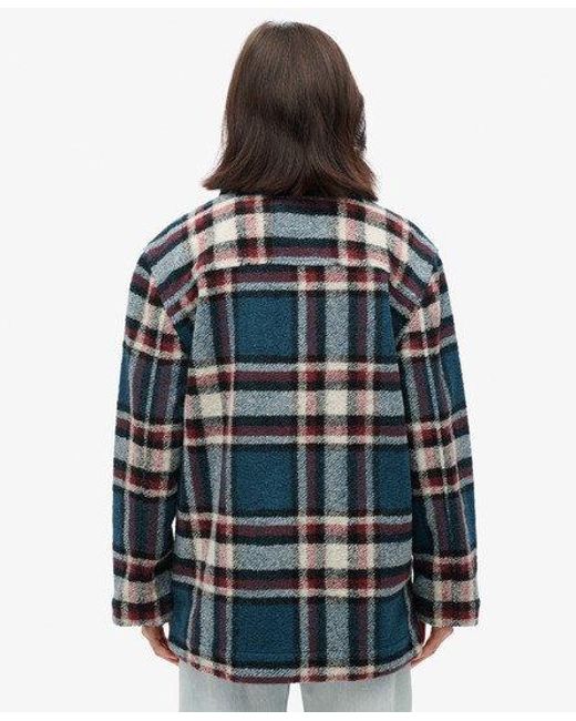 Superdry Ongevoerd Heavyweight Overshirt in het Blue