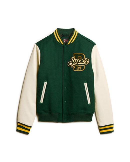 Superdry Varsity Wollen Bomberjack in het Green voor heren