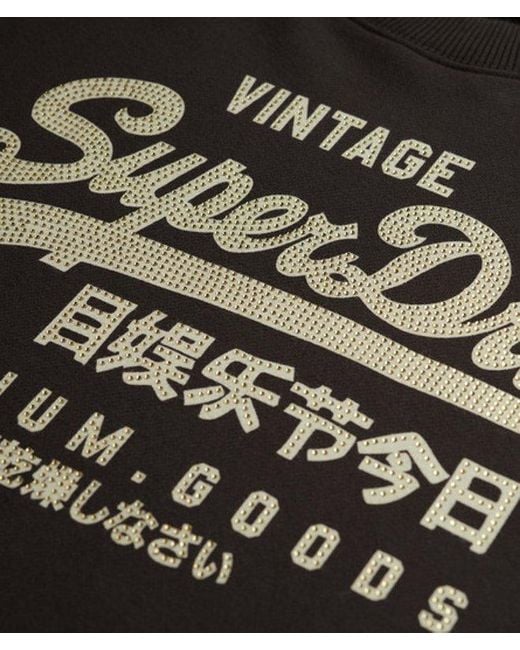 Superdry Black & Co Embellished Vintage Logo Loose Crew Sweatshirt