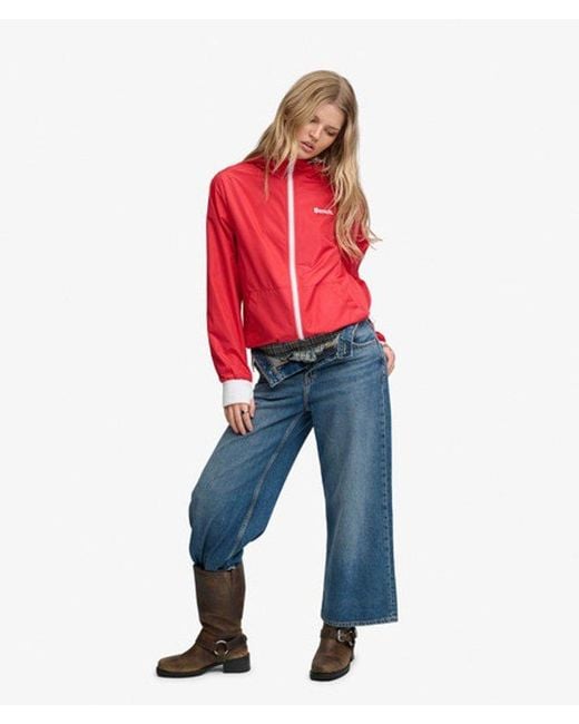 Superdry Bench Hooded Shell Zip Jas in het Red