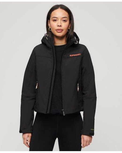 Superdry Black Ladies Slim Fit Hooded Soft Shell Trekker Jacket