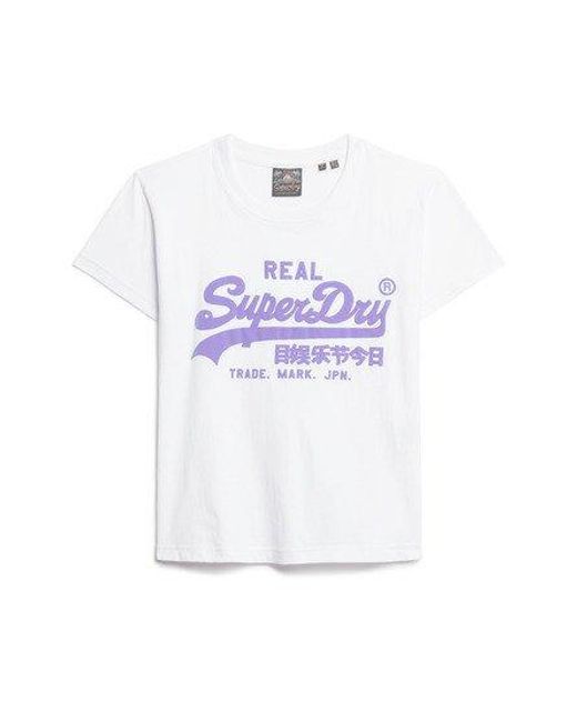 Superdry White Ladies Classic Neon Graphic Fitted T-shirt